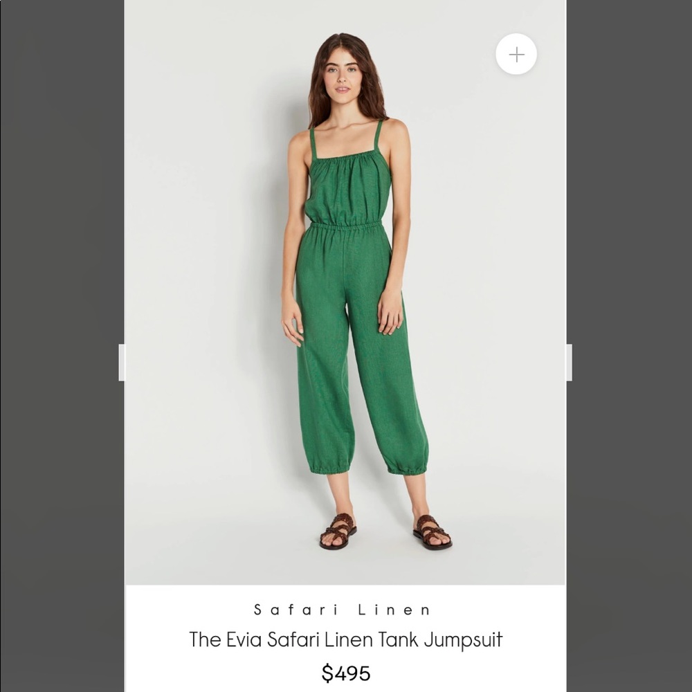 Suzie Kondi linen jumpsuit. Casual w: sandals or fancy w/ heels. C matching top.